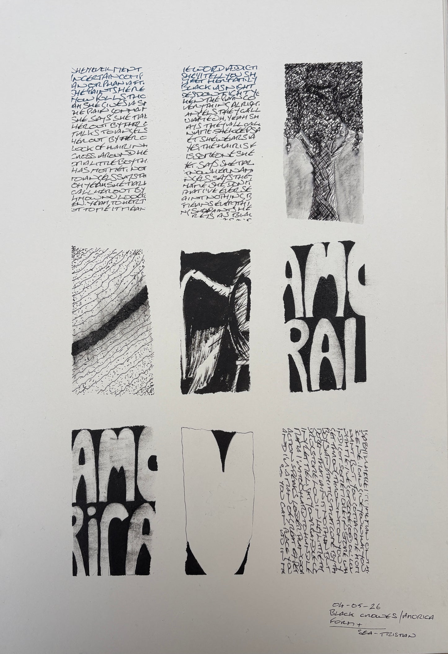 Pen and ink poster black print - Amorica